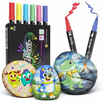 Desire Deluxe Acrylic Paint Pens For Rock Painting Stone Ceramic Glass Wood Canvas Set Of 6 Non Toxic Water Based Markers Great Artists Supplies from B&Q