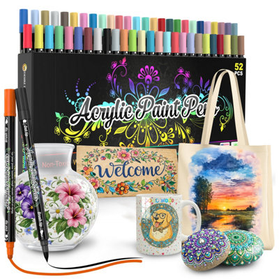 Desire Deluxe Acrylic Paint Pens For Rock Painting Stone Ceramic Glass Wood Canvas Set Of 52 Non Toxic Water Based Markers Great Artists Supplie from B&Q