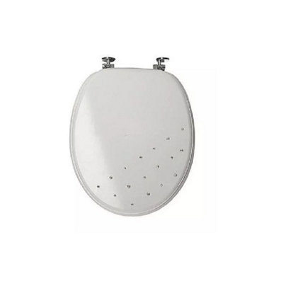 Toilet Seat Luxury Diamante Wooden Mdf Wc Toilet Seat With Stainless Steel Hinges Easy Fit Standard Size from B&Q