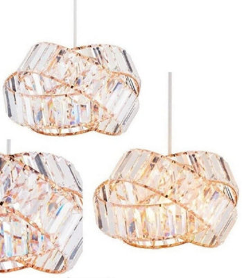 Optimal Products Chandelier Style Ceiling Light Shade Droplet Pendant Acrylic Crystal Bead Gem Wrap Rose Gold) from B&Q