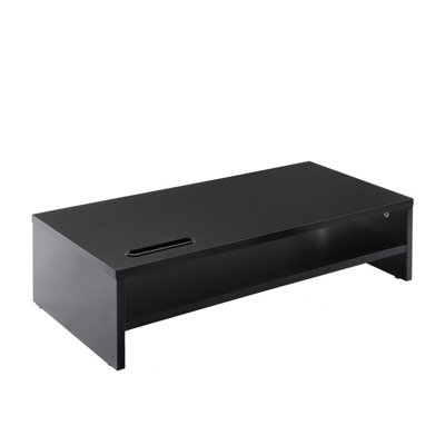 Ttap Black Wooden Screen Riser With Mobile Phone HolderDouble Shelf from B&Q