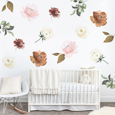 B&Q Neutral Floral Wall Sticker - Warm & Stylish Vinyl Decals For Home Décor