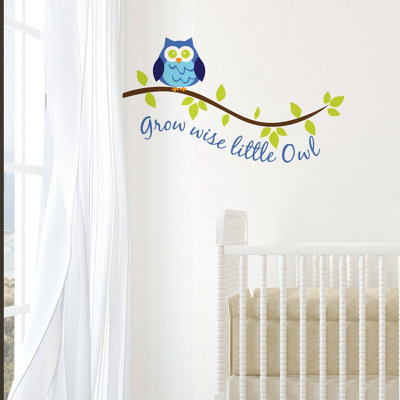 Grow Wise Little Owl Wall StickerBlue/green Removable Peel & Stick Vinyl Decal from B&Q