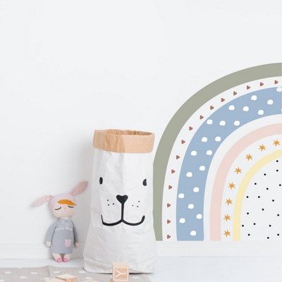  - Pastel Doodle Half Rainbow Wall StickerMedium Kids Room Removable Vinyl Décor