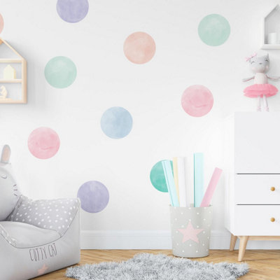  - Large Pastel Watercolour Confetti Wall Sticker Dots