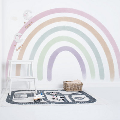 Extra Large Pastel Watercolour Rainbow Wall Sticker from B&Q