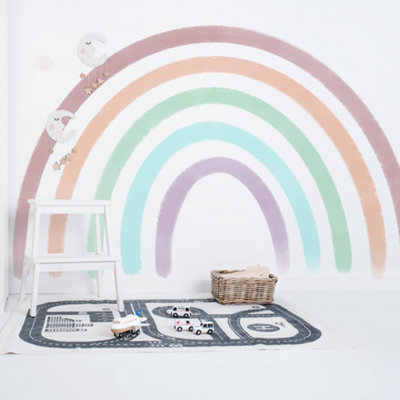 Extra Large Bright Watercolour Rainbow Wall Sticker from B&Q