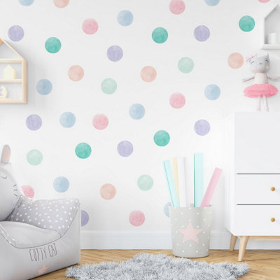  - Medium Pastel Watercolour Confetti Dot Wall Stickers