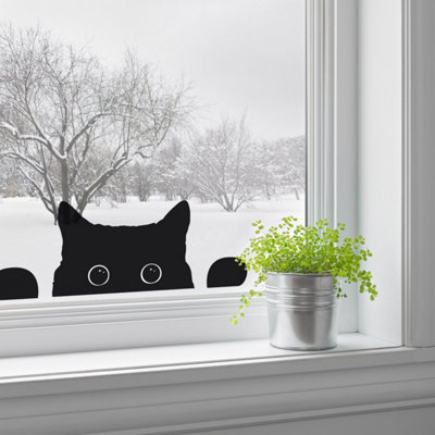 Adorable Peeping Cat Window Sticker from B&Q