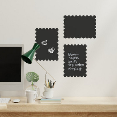 A4 Black Scallop Chalkboard Wall StickerRemovable Vinyl Memo Board from B&Q