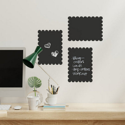 A1 Black Scallop Chalkboard Wall StickerRemovable Vinyl Memo Board from B&Q