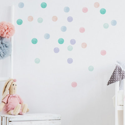  - Small Pastel Watercolour Confetti Dot Wall Stickers