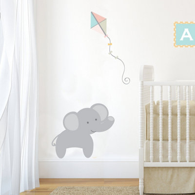 Elephant With Kite Wall StickerFun Nursery & Kids' Room Décor from B&Q