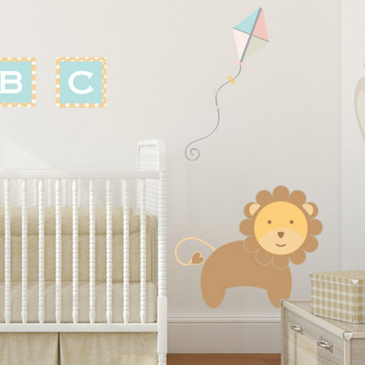 Lion With Kite Nursery Room Wall Sticker from B&Q