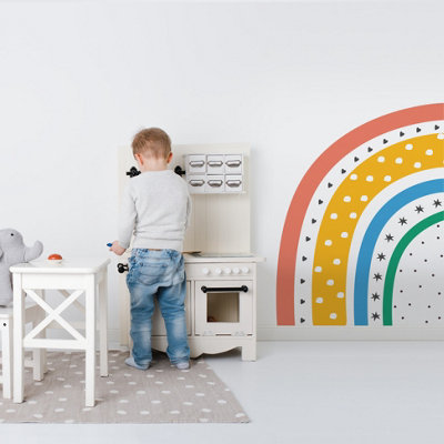  - Colourful Doodle Half Rainbow Wall StickerLarge Kids Room Removable Vinyl Decal