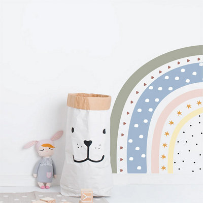  - Pastel Doodle Half Rainbow Wall StickerLarge Kids Room Removable Vinyl Decal