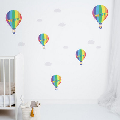 B&Q Hot Air Balloons & Clouds Wall Sticker