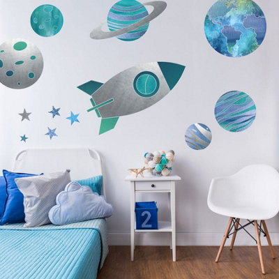 Stickerscape RocketPlanets And Stars Wall Sticker Pack from B&Q