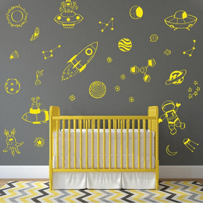 Stickerscape Space Doodles Wall Sticker Pack (Yellow) from B&Q