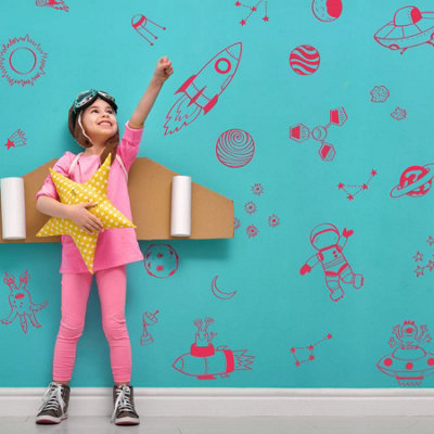 Stickerscape Space Doodles Wall Sticker Pack (Pink) from B&Q