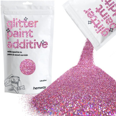 Hemway Glitter For Paint AdditivePink Holographic Ultrafine Size Flakes 100G Interior Exterior Mix Into Emulsion Paint from B&Q