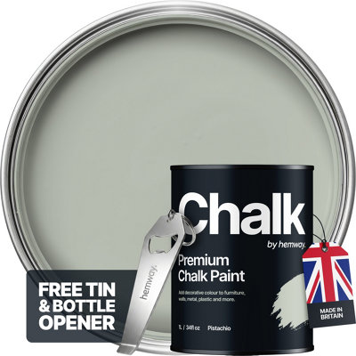 Hemway Chalk Paint Flat Matt Pistachio Green 1L Shabby ChicSmooth Chalky FinishInterior FurnitureWallsWoodQuick Dry from B&Q