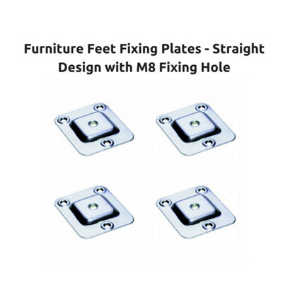 M8 Furniture Fixing Plates Straight Flat Design Ideal For Furniture Feet Or Table Legs from B&Q