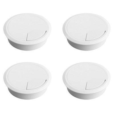 Cable Grommet 80mm White Outlet Desk Tidy Insert Plastic Cable Organiser Set Of 4 from B&Q