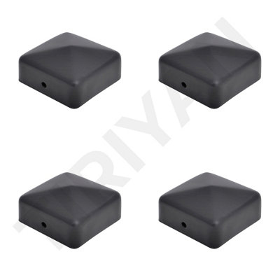 Pyramid Square Black Fence / Gate Post Cap Top 50mm X 50mm 2 Inch