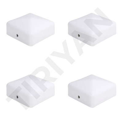 Pyramid Square White Fence / Gate Post Cap Top 50mm X 50mm 2 Inch