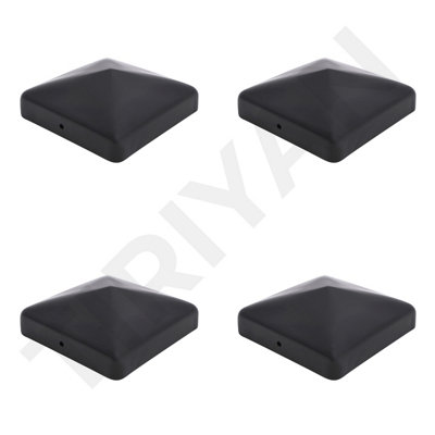 Pyramid Square Black Fence / Gate Post Cap Top 100mm X 100mm 4 Inch