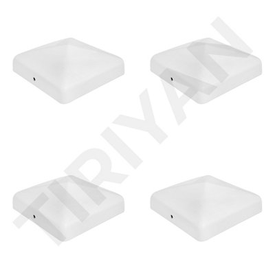 Pyramid Square White Fence / Gate Post Cap Top 100mm X 100mm 4 Inch