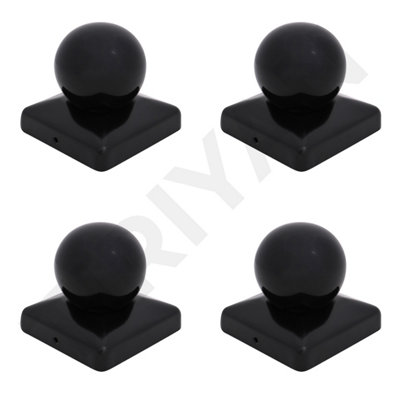 Square Metal Black Fence Gate Post Cap With Ball Flange 100mm X 100mm 4"