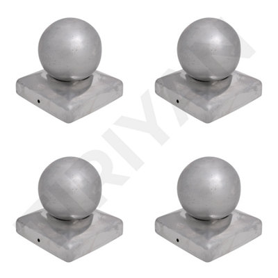 Stainless Steel A2 Square Metal Fence Gate Post Cap With Ball Flange 100mm X 100mm 4"