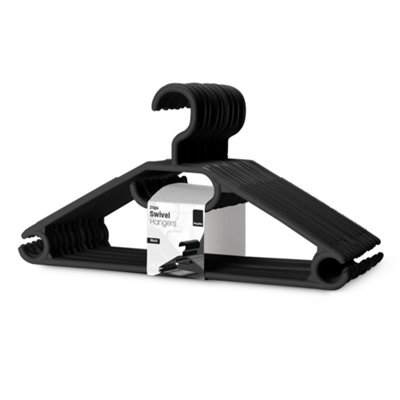 Keplin 20 Pack Slim Plastic Coat Hangers - Black - Black - Image 3