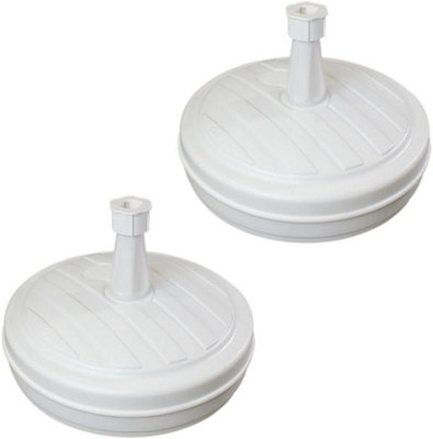 2X White Round Parasol Base Capacity 13 Litres Suitable For Pole Size 1832mm from B&Q