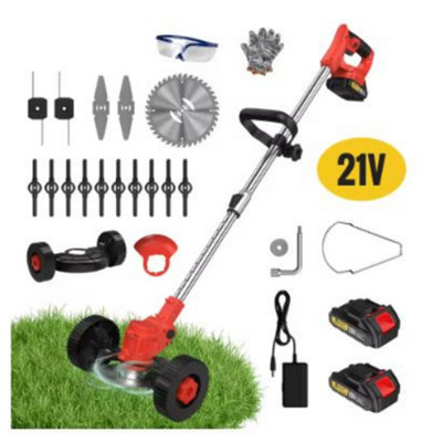 B&Q Cordless Strimmer 21V Garden Strimmer With 2 2.0Ah Batteries Grass Trimmers, Electric Strimmer Detachable Battery