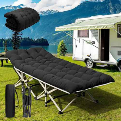 Camping Cot Heavy Duty Travel Camping Bed Folding Sleeping Bed + Mattress +Bag from B&Q