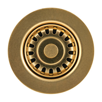 B&Q -  Belfast 60mm Kitchen Sink Basket Strainer Waste Artisan Brass PvdWrpab
