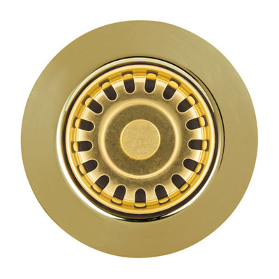 B&Q -  60mm Belfast Kitchen Sink Basket Strainer Waste Gold PvdWrpg