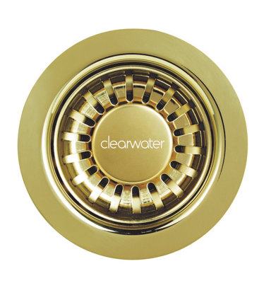 B&Q -  Deco 90mm Kitchen Sink Basket Strainer Waste Gold PvdW90G