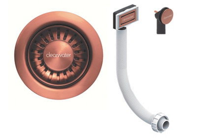B&Q -  Deco 90mm Kitchen Sink Basket Strainer & Overflow Waste Regency Copper  PvdW90Orc