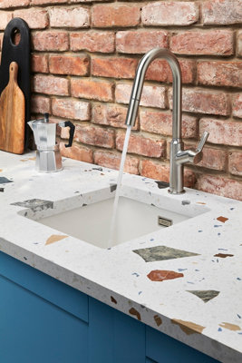 B&Q -  Karuma J Spout Pull Out With Twin Spray Kitchen Brushed Nickel PvdKar20Bn