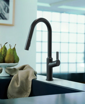 B&Q - Kar20MbClearwater Karuma J Spout Pull Out With Twin Spray Kitchen Matt Black