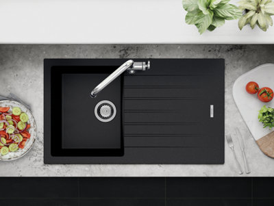 Clearwater Composite Granite Quarsil Tivoli Single Bowl & Drainer Onyx Inset Kitchen SinkTivd100Son from B&Q