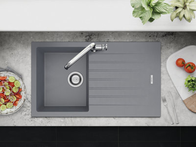 Clearwater Composite Granite Quarsil Tivoli Single Bowl & Drainer Croma Inset Kitchen SinkTivd100Scr from B&Q