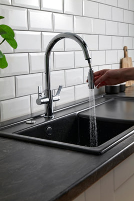 B&Q -  Kira C Spout Pull Out With Twin Spray Kitchen ChromeKir30Cp