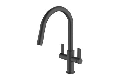 B&Q -  Kira C Spout Pull Out With Twin Spray Kitchen Matt BlackKir30Mb
