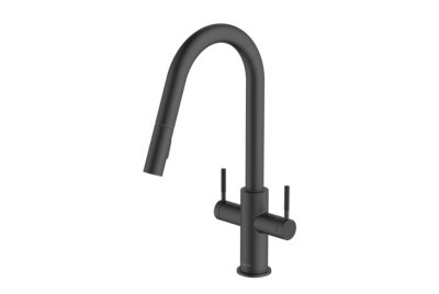B&Q -  Topaz J Spout Pull Out With Twin Spray Kitchen Matt BlackTop30Mb