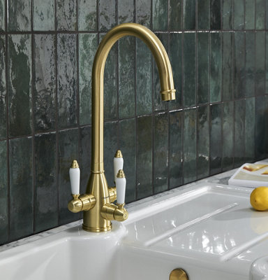 Clearwater Krypton Tri Spa Kitchen Filter Tap Filtered Water & Cold & Hot Brushed Brass PvdKr2Bb from B&Q